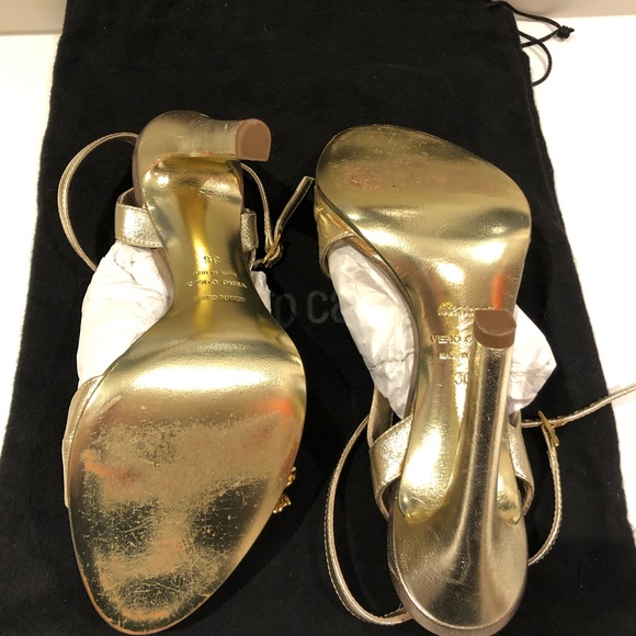 Stunning Roberto Cavalli Gold Embellished Rock Crystal Sandals with Gold Soles. - Picture 7 of 7